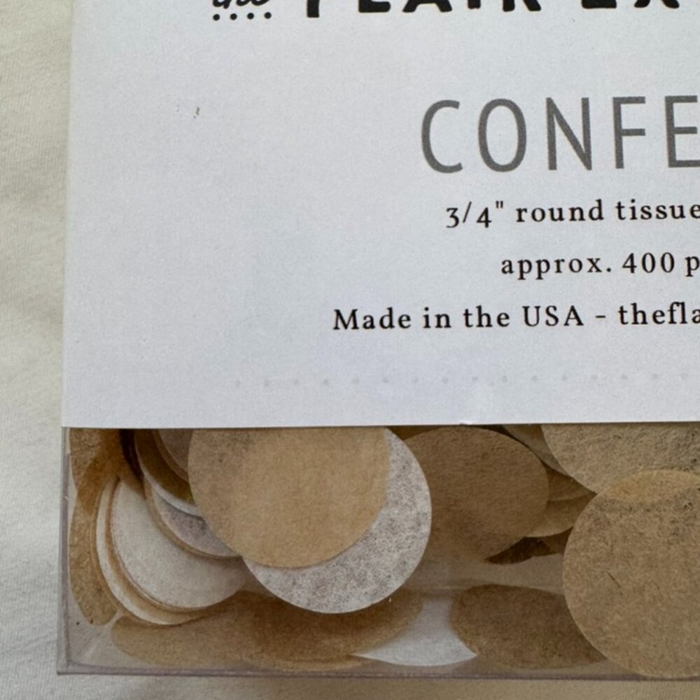 NWT The Flair Exchange Round Gold Confetti 3/4 in. 400 Pieces Gold + Tan + White - Picture 11 of 12